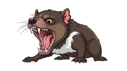 Fierce cartoon Tasmanian devil illustration roaring.