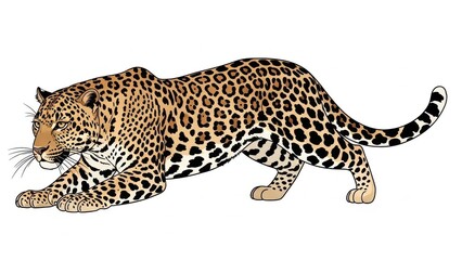Illustration of a leopard stalking its prey.