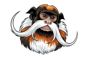 Illustration of an emperor tamarin monkey with majestic mustache.