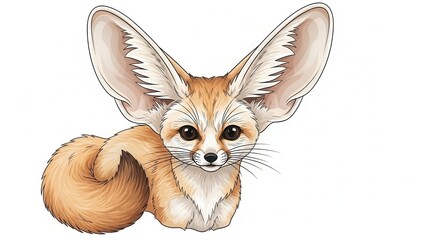 Illustration of a cute fennec fox with large ears.