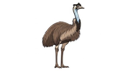 Illustration of a majestic emu on a white background.