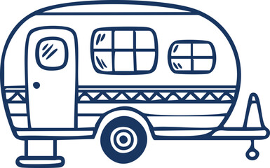 Line Art Illustration of a Caravan