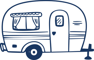 Line Art Illustration of a Caravan
