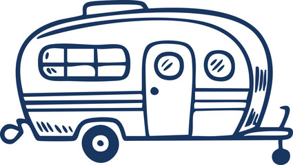 Line Art Illustration of a Caravan