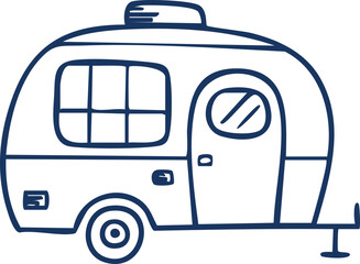 Line Art Illustration of a Caravan