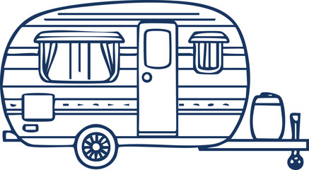 Line Art Illustration of a Caravan