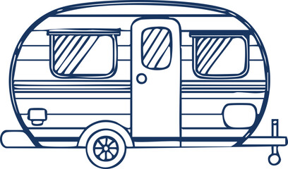 Line Art Illustration of a Caravan