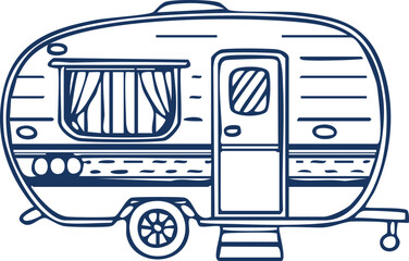Line Art Illustration of a Caravan