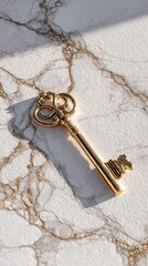 Golden Skeleton Key on Luxurious Marble