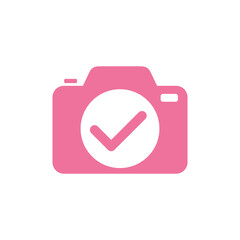 Camera Trendy Check mark Icon Vector Template Illustration Design