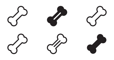 Dog bone icon variations set for pet food packaging and veterinary branding design vector graphics