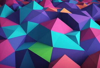 Colorful 3d geometric shapes abstract background with triangles