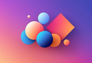 Colorful geometric shapes on gradient background spheres cube