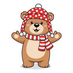Obraz premium Cheerful bear in winter gear Vector