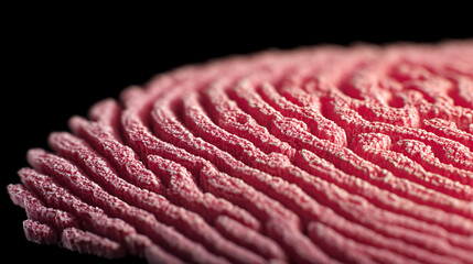 Macro View of a Pink Fingerprint Texture on Black Background