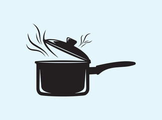Black cookware saucepan silhouette with balanced proportions
