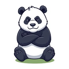 Obraz premium Cute panda sitting with arms crossed Vector