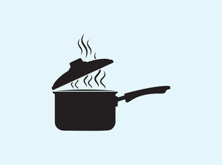 Minimal kitchen pan silhouette with lid and dynamic vibe
