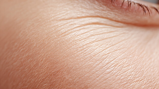 Macro view of aged human skin with wrinkles and fine lines