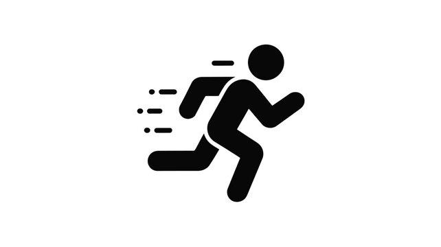 Simple black silhouette of a person running with motion lines
