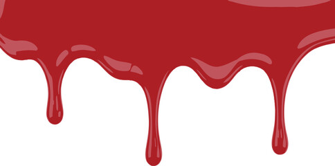 Red blood dripping effect on white background
