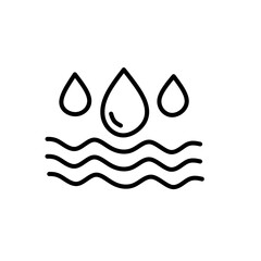 Water Drops and Sea Waves Line Icon Element