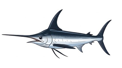 Naklejka premium Illustrated swordfish with long bill and sleek body.