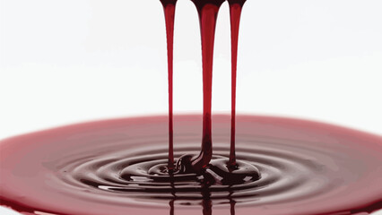 Red blood dripping effect on white background