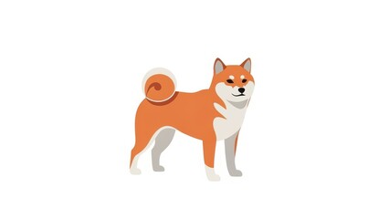 Illustration of a Shiba Inu dog on a white background.