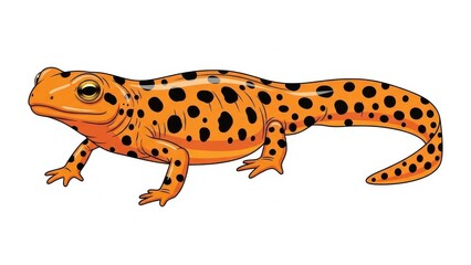 Illustration of a vibrant orange salamander on a white background.