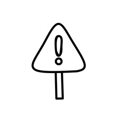 Warning Sign with Exclamation Mark Line Icon