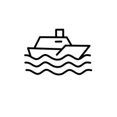 Ship and Ocean Waves Line Icon