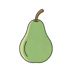 Cartoon Green Pear Illustration Showcasing Fresh Fruit on White Background.