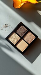 Close up of eye shadow quad disk