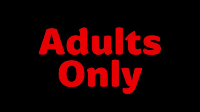 Adults only sign commercial explicit content. Sensitive content sign opening video. Censor Icon warning adult , viewer direction advised, sensitive sign animation on transparent background
