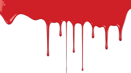Red blood dripping effect on white background