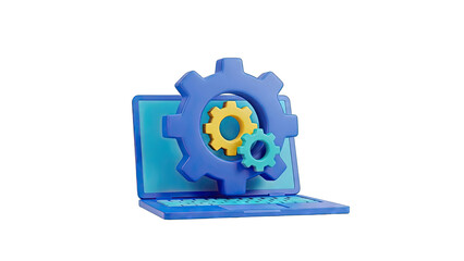 3D Laptop with Gears