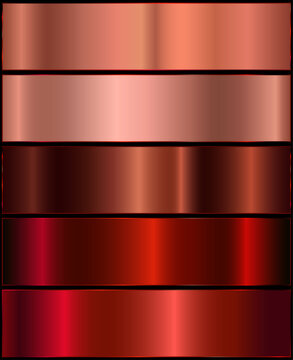 Red gradients collection. red metallic.Premium red gradient swatch palette set