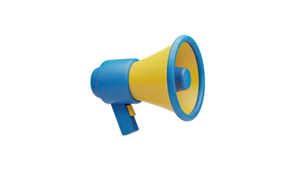 3D Render of a Blue and Yellow Megaphone