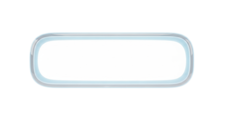 highly polished opalescent rectangle with smooth rounded corners and pale sky blue volumetric light, isolated on a pure infinite white background. advanced ui technology concept