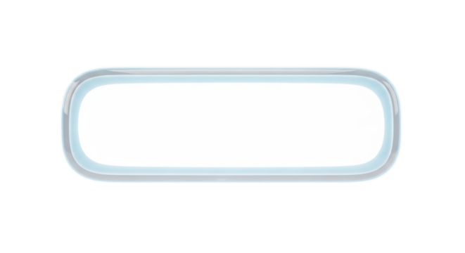 highly polished opalescent rectangle with smooth rounded corners and pale sky blue volumetric light, isolated on a pure infinite white background. advanced ui technology concept - Powered by Adobe