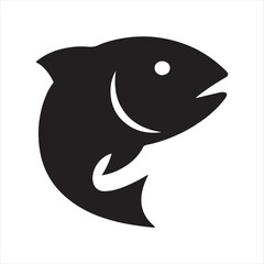 Obraz premium Silhouette of stylized fish icon side view Vector illustration