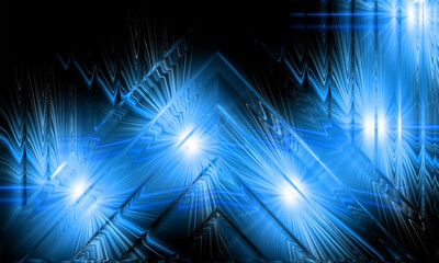 Futuristic Blue Glass Light Lines Background with Abstract Geometric Glow