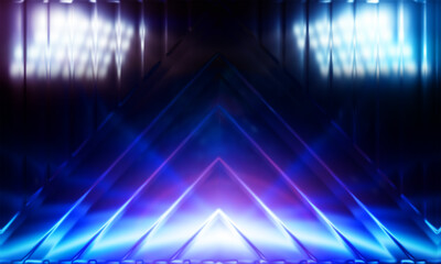 Futuristic Neon Glass Light Lines Background with Abstract Geometric Glow