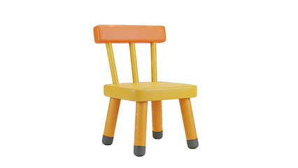 3D Rendering of a Yellow and Orange Children's Chair