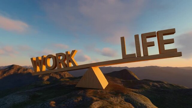Work life balance sunrise cloud sunlight peaceful equilibrium career harmony seesaw scale between
