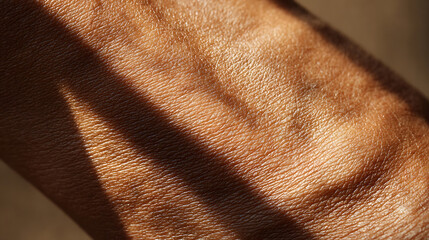 Sunlight Casting Shadow on Human Skin Texture close up