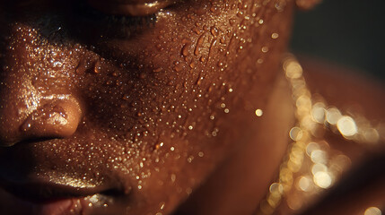 Sweaty Face Close Up With Water Droplets skin