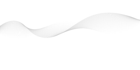 Flowing dots particles wave pattern 3D curve halftone black gradient curve shape isolated on white background.