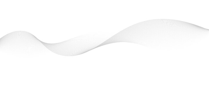 Flowing dots particles wave pattern 3D curve halftone black gradient curve shape isolated on white background.